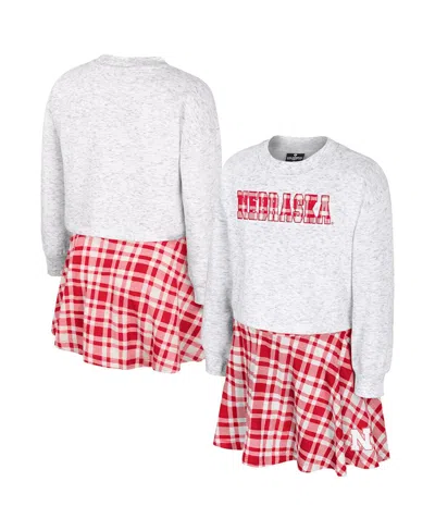 COLOSSEUM BIG GIRLS 2-PIECE GRAY NEBRASKA HUSKERS MARCELINE PLAID SKIRT AND TOP SET