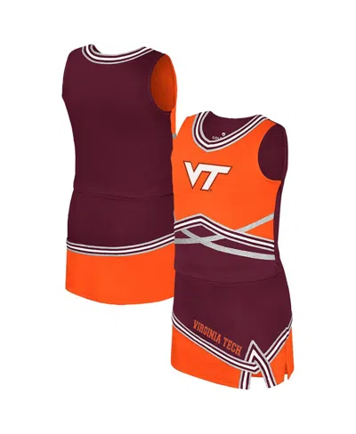 Colosseum Kids' Big Girls 2-piece Maroon Virginia Tech Hokies Lollipop Park Cheer Set In Multi