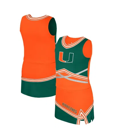 Colosseum Kids' Big Girls 2-piece Orange Miami Hurricanes Lollipop Park Cheer Set In Multi