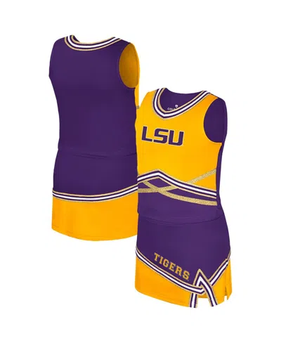 Colosseum Kids' Big Girls 2-piece Purple Lsu Tigers Lollipop Park Cheer Set