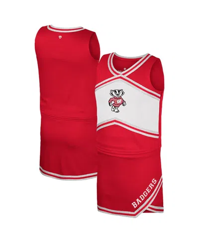 Colosseum Kids' Big Girls 2-piece Red Wisconsin Badgers Cheerleader Top And Skirt Set