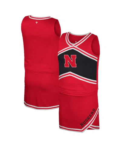 Colosseum Kids' Big Girls 2-piece Scarlet Nebraska Huskers Cheerleader Top And Skirt Set In Red