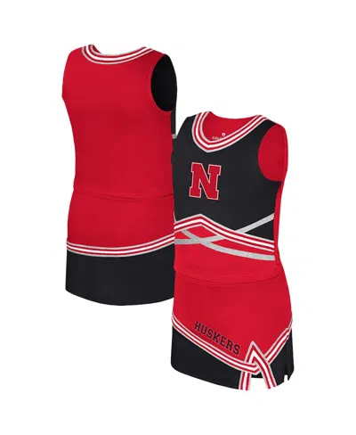 Colosseum Kids' Big Girls 2-piece Scarlet Nebraska Huskers Lollipop Park Cheer Set In Red
