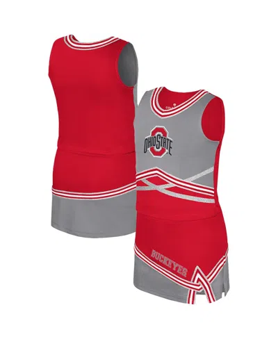 Colosseum Kids' Big Girls 2-piece Scarlet Ohio State Buckeyes Lollipop Park Cheer Set In Multi