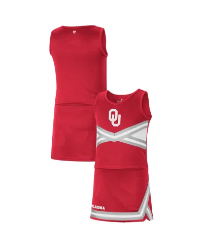 Colosseum Kids' Big Girls  Crimson Oklahoma Sooners Carousel Cheerleader Set