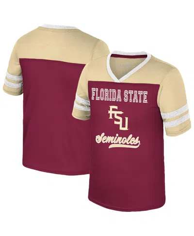 Colosseum Kids' Big Girls Garnet Florida State Seminoles Princess Bubblegum Bling T-shirt In Burgundy
