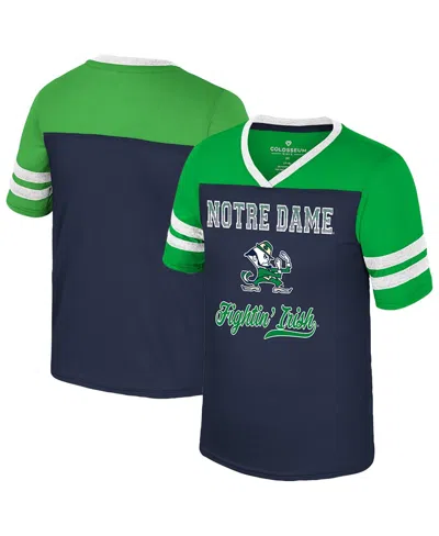 Colosseum Kids' Big Girls Navy Notre Dame Fighting Irish Princess Bubblegum Bling T-shirt In Green