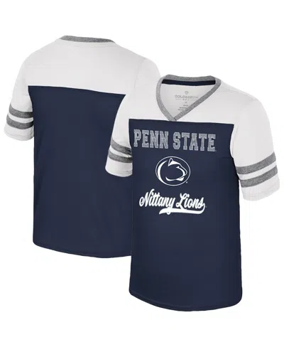 Colosseum Kids' Big Girls Navy Penn State Nittany Lions Princess Bubblegum Bling T-shirt In Multi