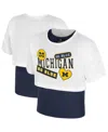 Colosseum Big Girlsâ White Michigan Wolverines Gale Cropped 2fer Top In White