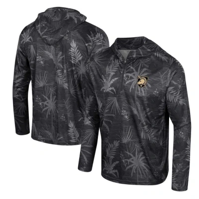 Colosseum Black Army Black Knights Palms Printed Lightweight Quarter-zip Hooded Top