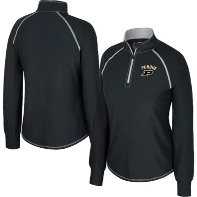 Colosseum Black Purdue Boilermakers Bikram Raglan Quarter-zip Top