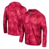 COLOSSEUM COLOSSEUM CARDINAL IOWA STATE CYCLONES PALMS PRINTED LIGHTWEIGHT QUARTER-ZIP HOODED TOP