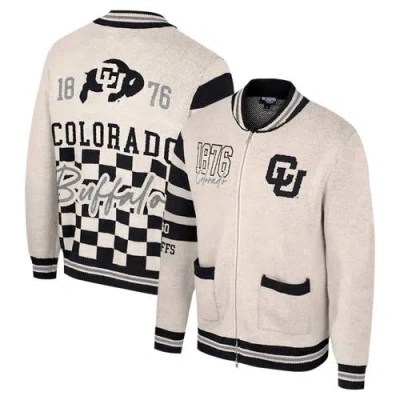 Colosseum Cream Colorado Buffaloes Jacquard Full-zip Sweater