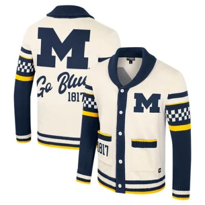 Colosseum Cream Michigan Wolverines Wild Collective Button-up Jacquard Sweater