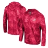 COLOSSEUM COLOSSEUM CRIMSON ALABAMA CRIMSON TIDE PALMS PRINTED LIGHTWEIGHT QUARTER-ZIP HOODED TOP