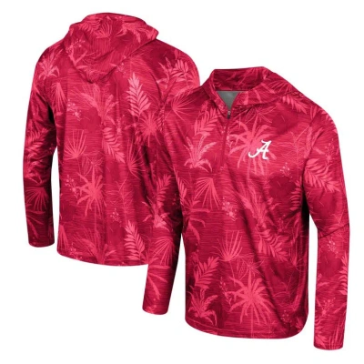 Colosseum Crimson Alabama Crimson Tide Palms Printed Lightweight Quarter-zip Hooded Top