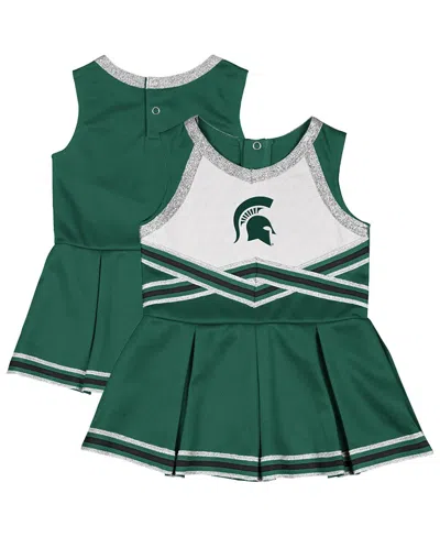 Colosseum Kids' Girls Baby Boys And Girls Green Michigan State Spartans Lollipop Park Cheer Dress In Multi