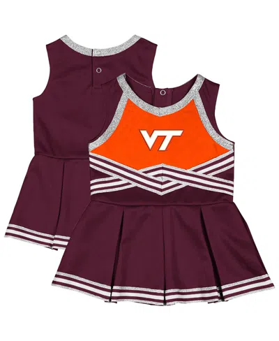 Colosseum Kids' Girls Baby Boys And Girls Maroon Virginia Tech Hokies Lollipop Park Cheer Dress In Burgundy