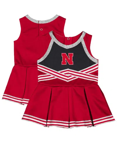 Colosseum Kids' Girls Baby Boys And Girls Scarlet Nebraska Huskers Lollipop Park Cheer Dress In White