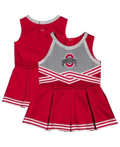 Colosseum Kids' Girls Baby Boys And Girls Scarlet Ohio State Buckeyes Lollipop Park Cheer Dress In Red