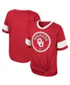 Colosseum Girls Big Boys And Girls Crimson Oklahoma Sooners Tomika Tie-front V-neck T-shirt In Crimson