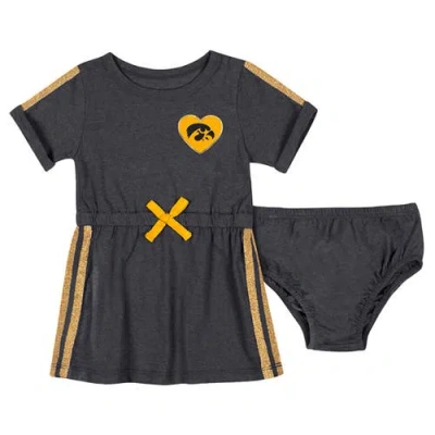 Colosseum Kids' Girls Newborn & Infant  Black Iowa Hawkeyes Xur Dress And Bloomer Set