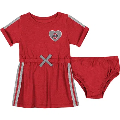 Colosseum Kids' Baby Boys And Girls Scarlet Ohio State Buckeyes Xur Dress And Bloomer Set