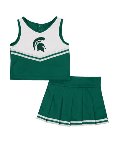 Colosseum Babies' Girls Toddler 2-pack Green Michigan State Spartans Time For Recess Cheer Top And Skirt Set