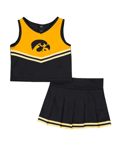 Colosseum Babies' Girls Toddler 2-piece Black Iowa Hawkeyes Time For Recess Cheer Top And Skirt Set