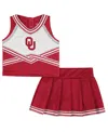 Colosseum Girls Toddler 2-piece Crimson Oklahoma Sooners Lollipop Park Cheer Set In Multi