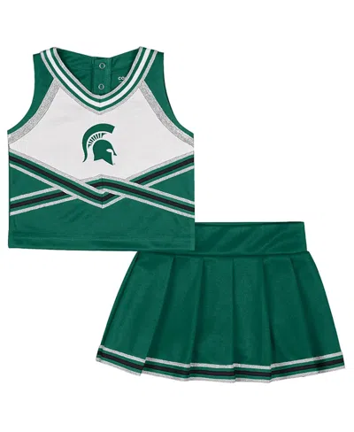 Colosseum Babies' Girls Toddler 2-piece Green Michigan State Spartans Lollipop Park Cheer Set