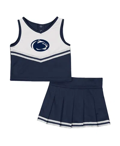 Colosseum Babies' Girls Toddler 2-piece Navy Penn State Nittany Lions Time For Recess Cheer Top And Skirt Set