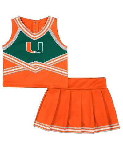 Colosseum Babies' Girls Toddler 2-piece Orange Miami Hurricanes Lollipop Park Cheer Set