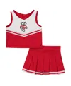 Colosseum Girls Toddler 2-piece Red Wisconsin Badgers Time For Recess Cheer Top And Skirt Set In Multi