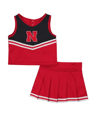 Colosseum Babies' Girls Toddler 2-piece Scarlet Nebraska Huskers Time For Recess Cheer Top And Skirt Set In Red