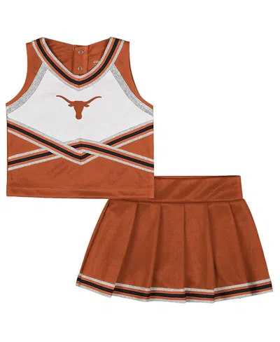 Colosseum Babies' Girls Toddler 2-piece Texas Orange Texas Longhorns Lollipop Park Cheer Set In Brown