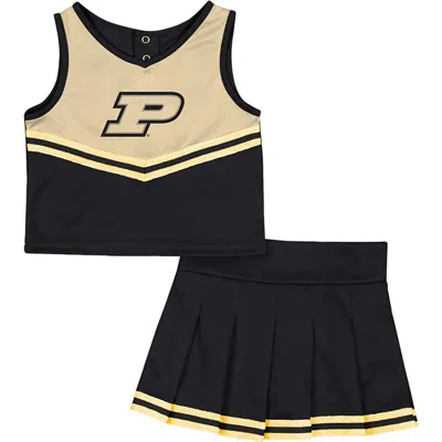 Colosseum Babies' Girls Toddler  Black Purdue Boilermakers Time For Recess Cheer Top & Skirt Set