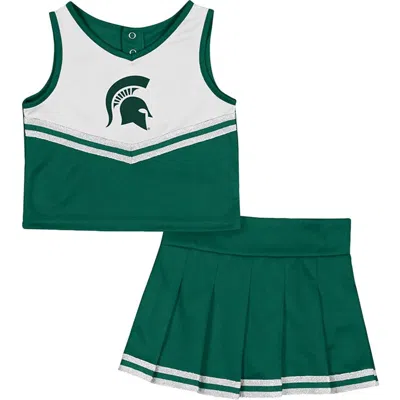 Colosseum Babies' Girls Toddler  Green Michigan State Spartans Time For Recess Cheer Top & Skirt Set