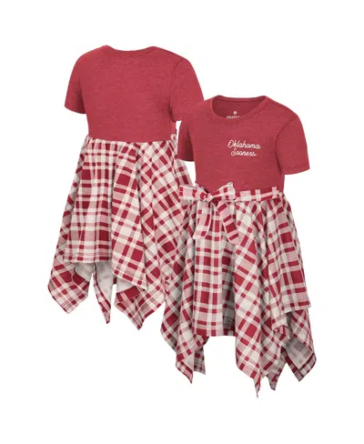 Colosseum Babies' Girls Toddler Crimson Oklahoma Sooners Marceline Plaid Dress In Red