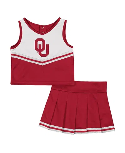 Colosseum Babies' Girls Toddler Crimson Oklahoma Sooners Time For Recess Cheer Top And Skirt Set In Red