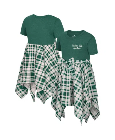 Colosseum Babies' Girls Toddler Green Michigan State Spartans Marceline Plaid Dress