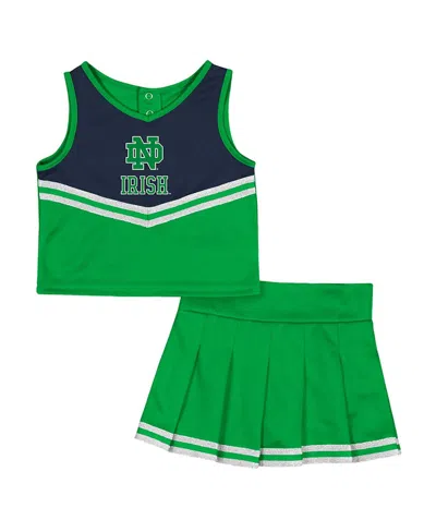 Colosseum Babies' Girls Toddler Green Notre Dame Fighting Irish Time For Recess Cheer Top Skirt Set