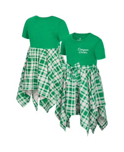 Colosseum Babies' Girls Toddler Green Oregon Ducks Marceline Plaid Dress
