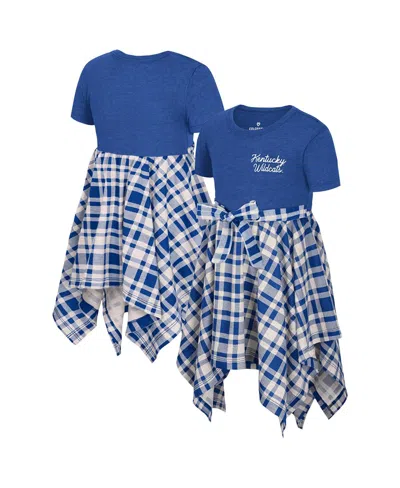 Colosseum Babies' Girls Toddler Royal Kentucky Wildcats Marceline Plaid Dress In Blue
