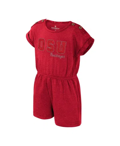 Colosseum Babies' Girls Toddler Scarlet Ohio State Buckeyes Cinder Romper In Red