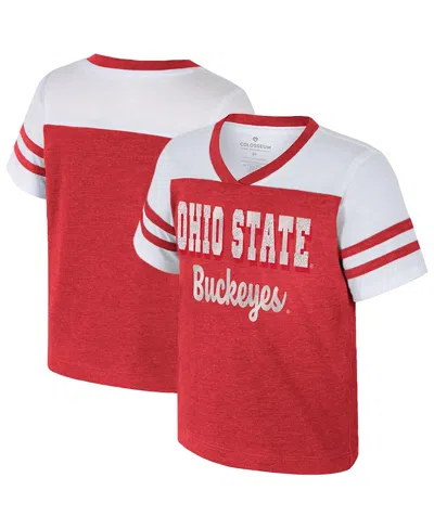 Colosseum Babies' Girls Toddler Scarlet Ohio State Buckeyes Space Opera T-shirt In Red