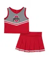 Colosseum Girls Toddler Scarlet Ohio State Buckeyes Time For Recess Cheer Top Skirt Set In Scarlet