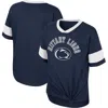Colosseum Big Girls  Navy Penn State Nittany Lions Tomika Tie-front V-neck T-shirt In Blue