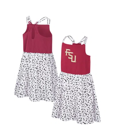 Colosseum Kids' Girls Youth Garnet/white Florida State Seminoles Robin Floral Dress In Pink