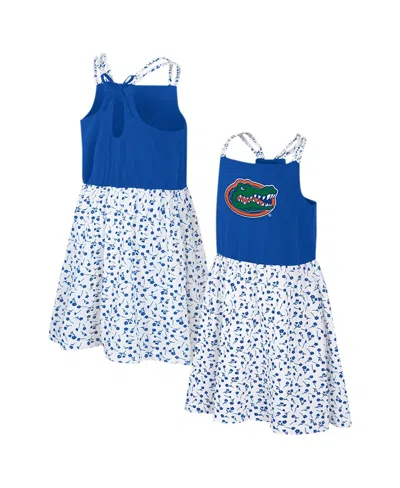 Colosseum Kids' Girls Youth Royal/white Florida Gators Robin Floral Dress In Blue